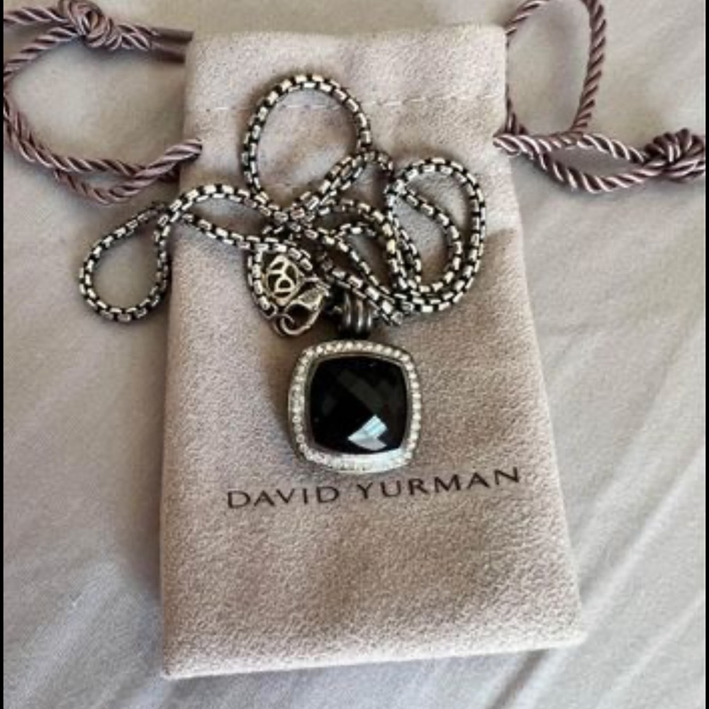 David Yurman black Onyx pendant with Pavé diamonds